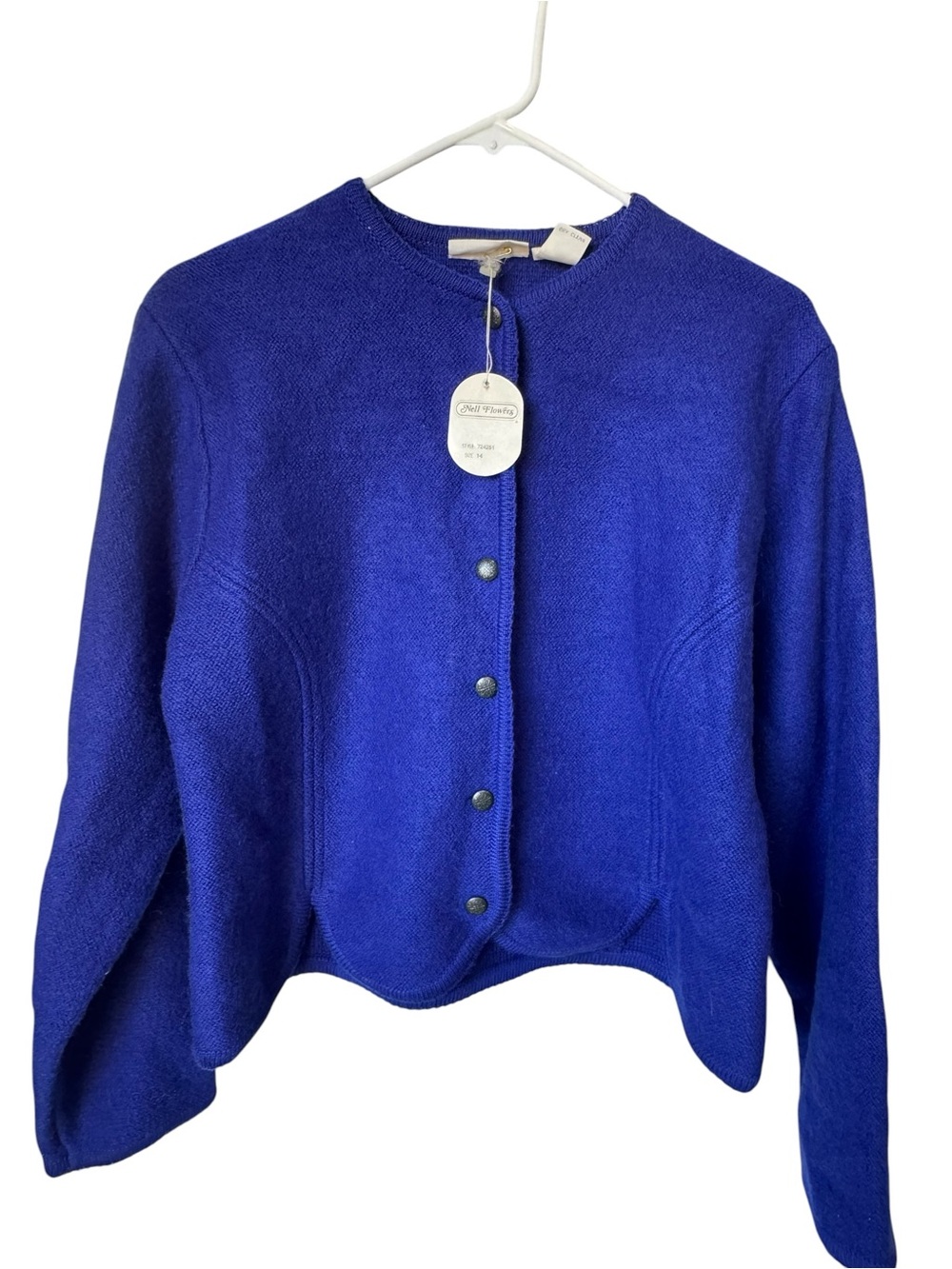 Vintage Nell Flowers 100 Percent Virgin Wool Button Up Sweater Women’s 14 NWT